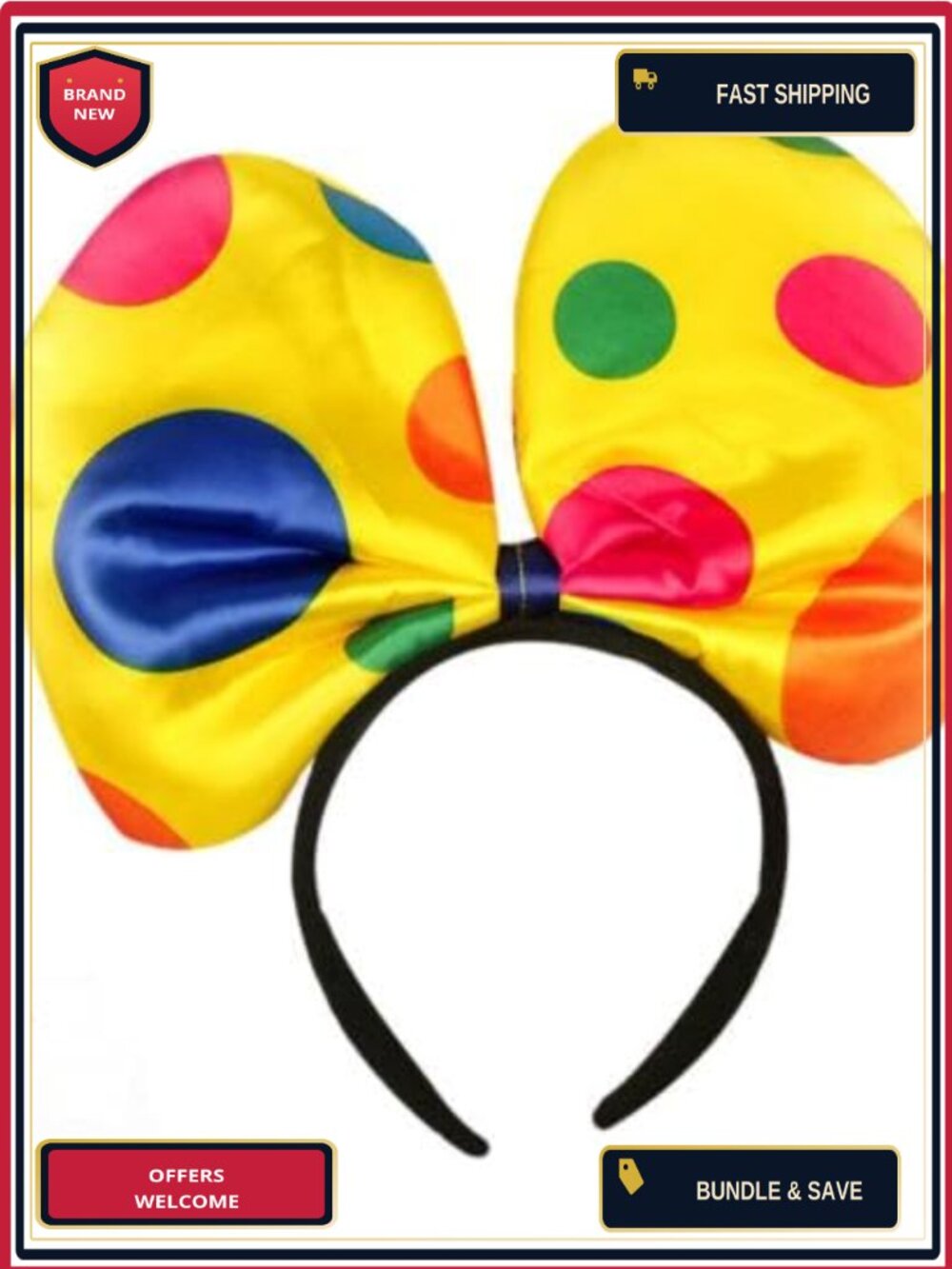 Adjustable Clown Bowknot Headband Soft Fabric Plastic Cosplay Hair Accessory